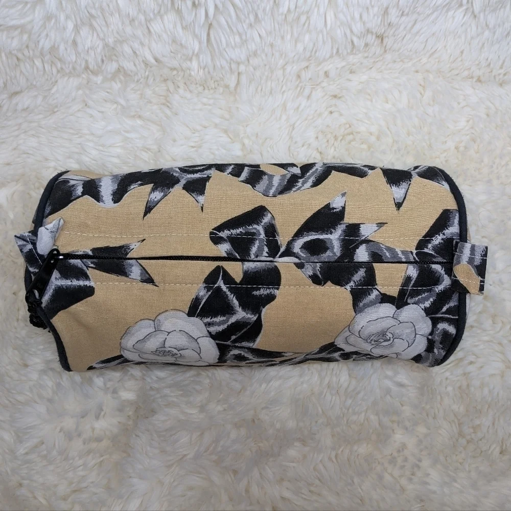 Vintage Chanel Camellia Rose Cosmetic Makeup Bag with Tassel